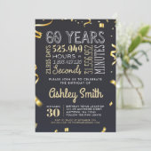 Elegant 60th Birthday Invitation Gold Glitter Kaart (Staand voorkant)
