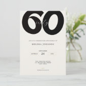 Elegant 60th Birthday Invitation - Minimal Style Kaart (Staand voorkant)