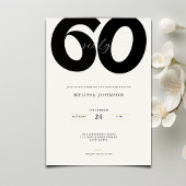 Elegant 60th Birthday Invitation - Minimal Style Kaart