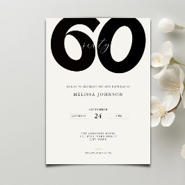Elegant 60th Birthday Invitation - Minimal Style Kaart