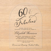 Elegant 60th Birthday Party Acryl Uitnodigingen (Voorkant)