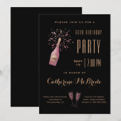 Elegant 60th Birthday Party Black Gold Champagne Kaart (Voorkant / Achterkant)