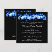 Elegant 60th Birthday Party Blue Bokeh Lights Kaart (Voorkant / Achterkant)