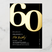 Elegant 60th Birthday Party Folie Invitation Folie Uitnodiging (Voorkant)