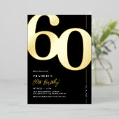 Elegant 60th Birthday Party Folie Invitation Folie Uitnodiging (Staand Voorkant)