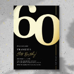 Elegant 60th Birthday Party Folie Invitation Folie Uitnodiging<br><div class="desc">Echte folie zwarte en gouden 60ste verjaardagsfeestuitnodigingen met het nummer '60' in een grote gedurfde serif doopvont,  en een moderne uitnodigen sjabloon die gemakkelijk te personaliseren is.</div>