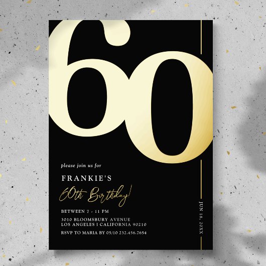 Elegant 60th Birthday Party Folie Invitation Folie Uitnodiging
