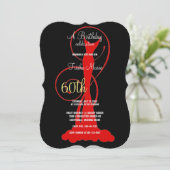 Elegant 60th Birthday Party Formal Red Dress Kaart (Staand voorkant)