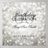 Elegant 60th Birthday Party Glitter Lights Silver Poster (Voorkant)