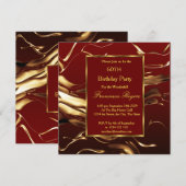 Elegant 60th Birthday Party Gold Burgundy Kaart (Voorkant / Achterkant)