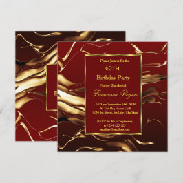 Elegant 60th Birthday Party Gold Burgundy Kaart