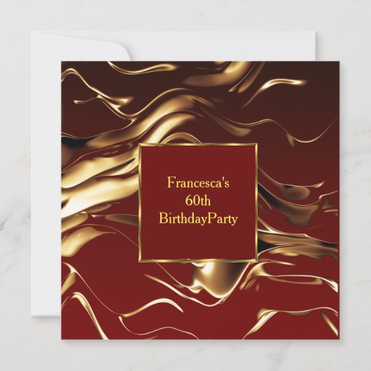 Elegant 60th Birthday Party Gold Burgundy Kaart (Achterkant)