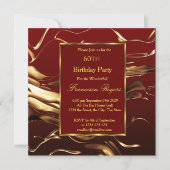Elegant 60th Birthday Party Gold Burgundy Kaart (Voorkant)
