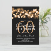 Elegant 60th Birthday Party Gold Hollywood Glam Kaart (Staand voorkant)