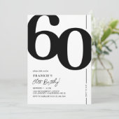 Elegant 60th Birthday Party Invitation Kaart (Staand voorkant)