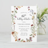 Elegant 60th Birthday Party Invitation Kaart (Staand voorkant)