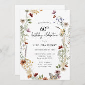 Elegant 60th Birthday Party Invitation Kaart (Voorkant / Achterkant)