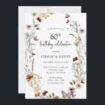 Elegant 60th Birthday Party Invitation Kaart<br><div class="desc">Deze stijlvolle en elegante 60ste verjaardagsuitnodiging is voorzien van prachtige,  met de hand geschilderde waterverf wildbloemen die zijn gerangschikt als een mooi,  perfect geschept met een elegant,  met de hand geschreven script. Zoek overeenkomende objecten in het Witte Boho Wildflower Wedding Collectie.</div>
