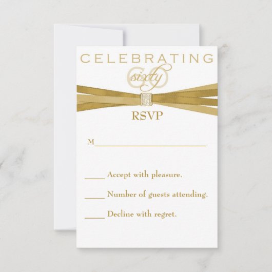 Elegant 60th Birthday Party Invitations RSVP-kaart RSVP Kaartje (Voorkant)