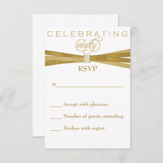 Elegant 60th Birthday Party Invitations RSVP-kaart RSVP Kaartje (Voorkant / Achterkant)