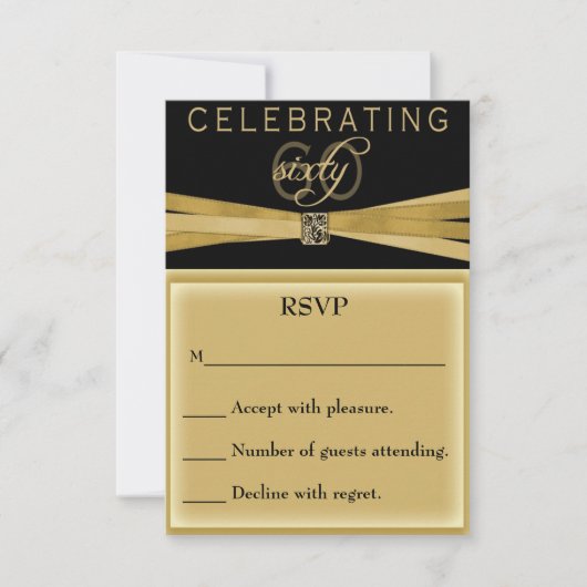 Elegant 60th Birthday Party Invitations RSVP-kaart RSVP Kaartje (Voorkant)