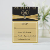 Elegant 60th Birthday Party Invitations RSVP-kaart RSVP Kaartje (Staand voorkant)