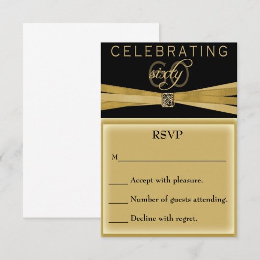 Elegant 60th Birthday Party Invitations RSVP-kaart RSVP Kaartje (Voorkant / Achterkant)