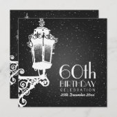 Elegant 60th Birthday Party  Lamp Black Kaart (Voorkant / Achterkant)