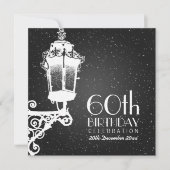 Elegant 60th Birthday Party Lamp Black Kaart (Voorkant)