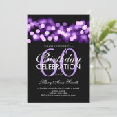 Elegant 60th Birthday Party Paarse Hollywood Glam Kaart (Staand voorkant)