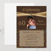 Elegant 60th Birthday Party Photo Invitations Kaart (Voorkant / Achterkant)