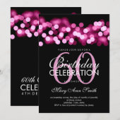 Elegant 60th Birthday Party Pink Hollywood Glam Kaart (Voorkant / Achterkant)