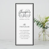 Elegant 60th Birthday Party Program + Menu  Kaart (Staand voorkant)
