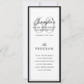 Elegant 60th Birthday Party Program + Menu  Kaart (Voorkant)
