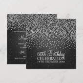 Elegant 60th Birthday Party Simple Sparkle Black Kaart (Voorkant / Achterkant)