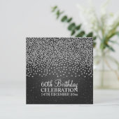 Elegant 60th Birthday Party Simple Sparkle Black Kaart (Staand voorkant)