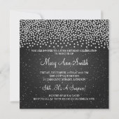 Elegant 60th Birthday Party Simple Sparkle Black Kaart (Achterkant)