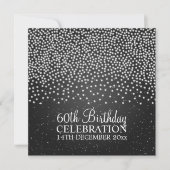 Elegant 60th Birthday Party Simple Sparkle Black Kaart (Voorkant)