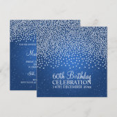 Elegant 60th Birthday Party Simple Sparkle Blue Kaart (Voorkant / Achterkant)