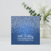 Elegant 60th Birthday Party Simple Sparkle Blue Kaart (Staand voorkant)