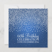 Elegant 60th Birthday Party Simple Sparkle Blue Kaart (Voorkant)