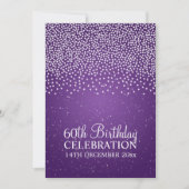 Elegant 60th Birthday Party Simple Sparkle Paars Kaart (Voorkant)