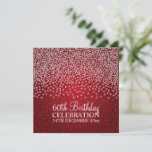 Elegant 60th Birthday Party Simple Sparkle Red Kaart (Staand voorkant)