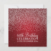 Elegant 60th Birthday Party Simple Sparkle Red Kaart (Voorkant)