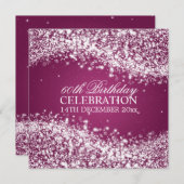 Elegant 60th Birthday Party Sparging Wave Berry Kaart (Voorkant / Achterkant)
