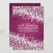 Elegant 60th Birthday Party Sparging Wave Berry Kaart (Voorkant / Achterkant)