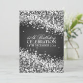 Elegant 60th Birthday Party Sparging Wave Black Kaart (Staand voorkant)