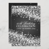 Elegant 60th Birthday Party Sparging Wave Black Kaart (Voorkant / Achterkant)