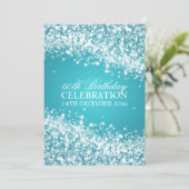 Elegant 60th Birthday Party Sparging Wave Blue Kaart (Staand voorkant)