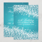 Elegant 60th Birthday Party Sparging Wave Blue Kaart (Voorkant / Achterkant)